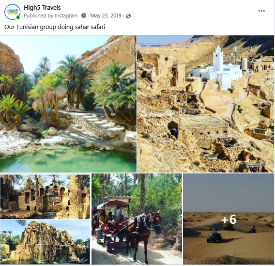 Facebook post of a Tunisian group on a Sahara safari