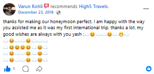 Facebook recommendation for a first international honeymoon trip