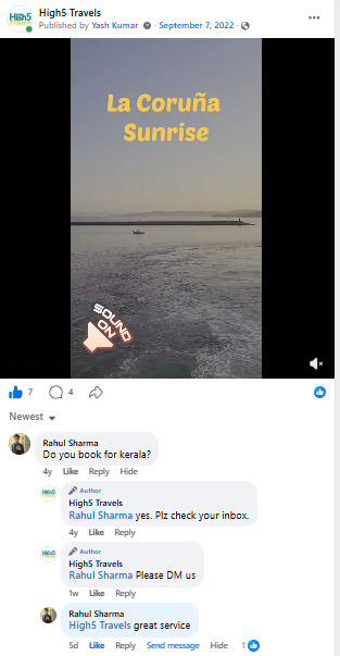 Facebook video post of a sunrise over the sea