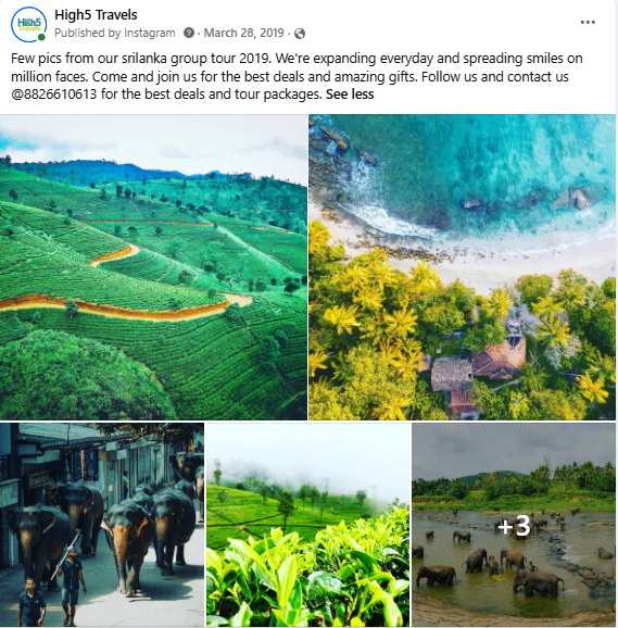 Facebook post of memories from a Sri Lanka group tour in 2019