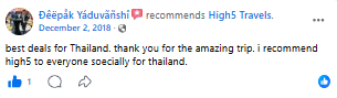 Facebook recommendation for a Thailand trip