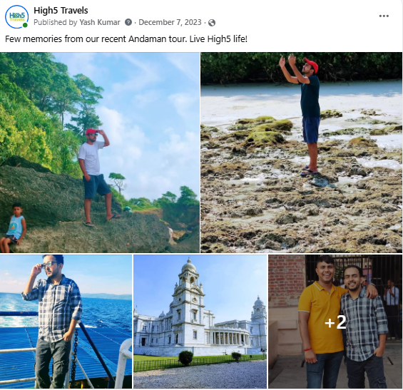 Facebook post of memories from an Andaman tour, including the Cellular Jail