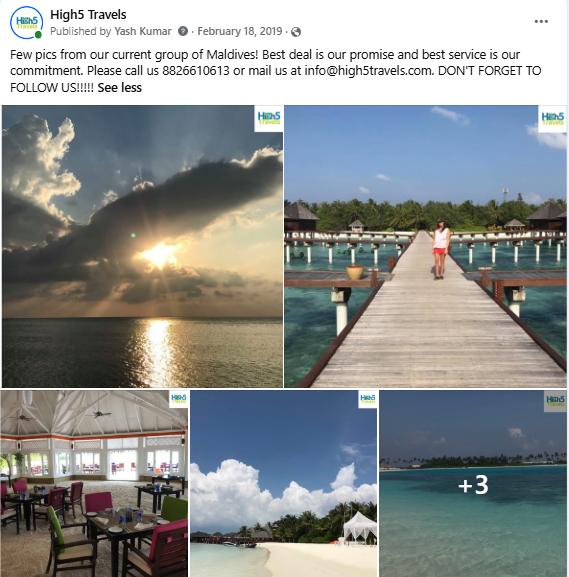 Facebook post of memories from a group tour of the Maldives
