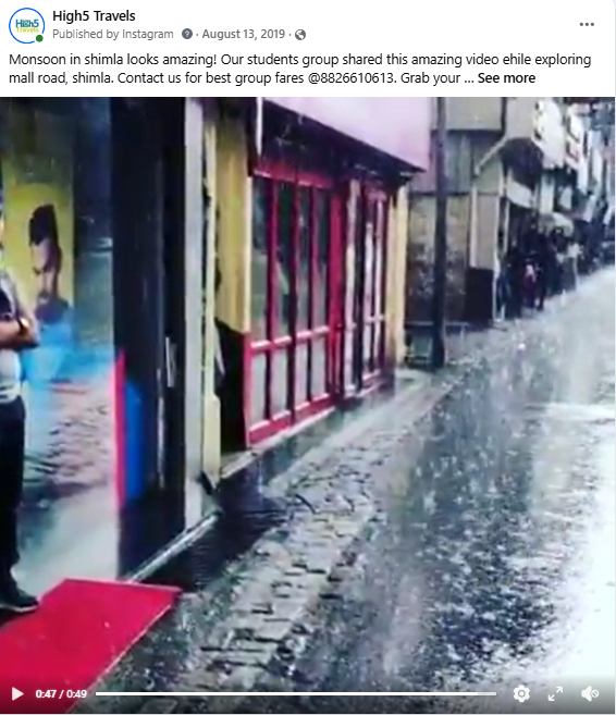 Facebook video post from a students group exploring Shimla in the monsoon