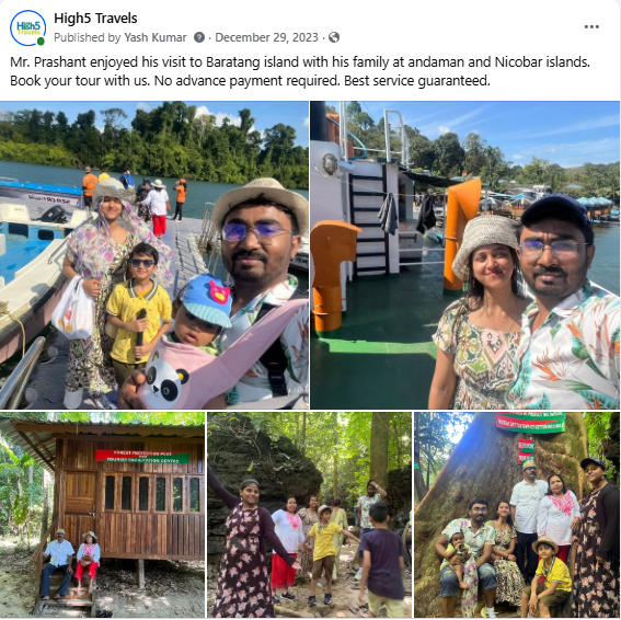 Facebook post of a family visiting Baratang Island in the Andaman Islands